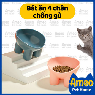 Bát ăn chó mèo nhựa đẹp, bát ăn chống gù 4 chân - Ameo Pet Home
