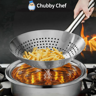  Chảo lọc Chảo vợt đồ chiên Inox Cao cấp Chubby Chef chuyên dụng rây bột lọc thức ăn đồ chiên xác trà bã trái cây 