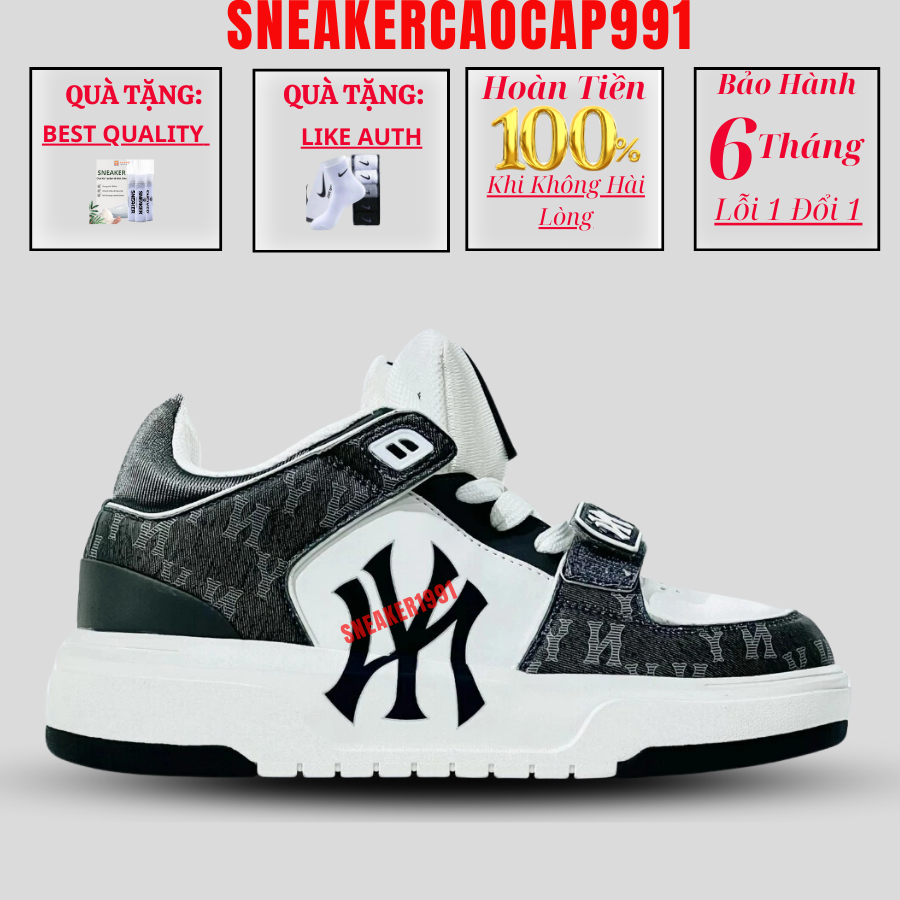 Giày _MLB_Chunky_Liner MONOGRAM giầy NY quai dán đen nam nữ full pk