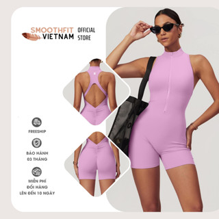 Bộ Jumpsuit Sát Nách Gym Nữ Có Mút - Chất Poly Cao Cấp SmoothFitVN J 8594 Co Dãn 4 Chiều - Yoga, Pilates, Picklebal