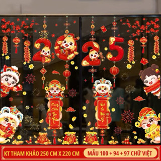 Decal tết 2025 chữ TIẾNG VIỆT DÁN KÍNH KHÔNG KEO trang trí tết( tổng hợp mẫu)