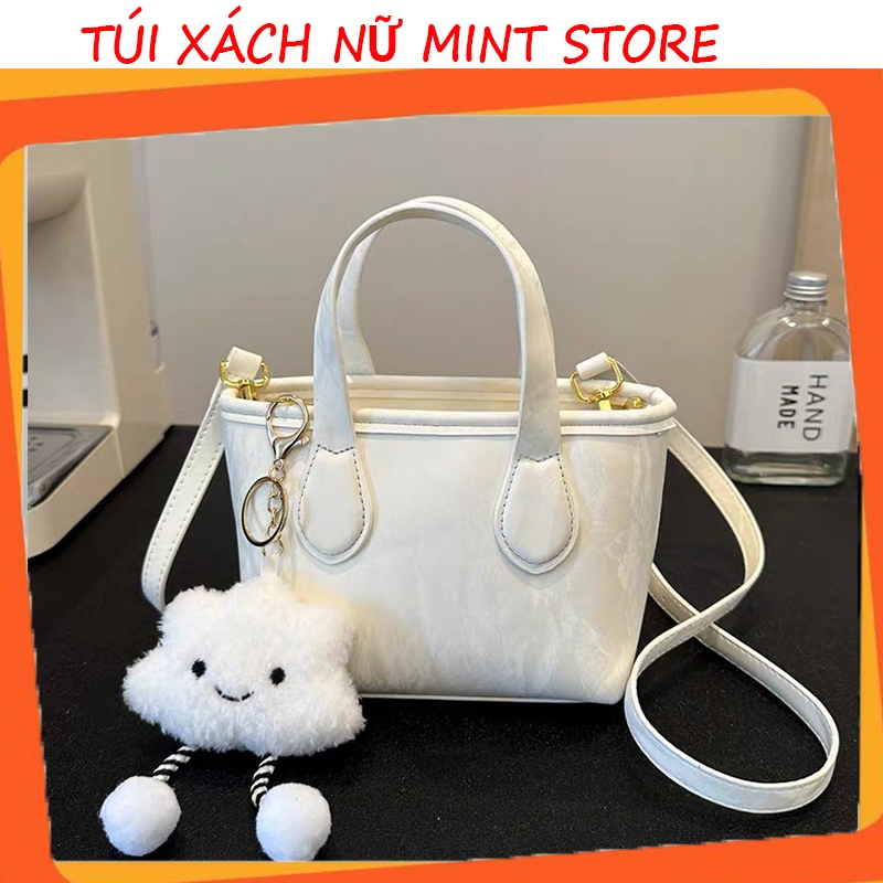 Túi Xách Nữ Đeo Chéo Da Nhung Loang Xu Hướng Thời Trang Hàn Quốc Kèm Charm Mây Dễ Thương Bag PK 787