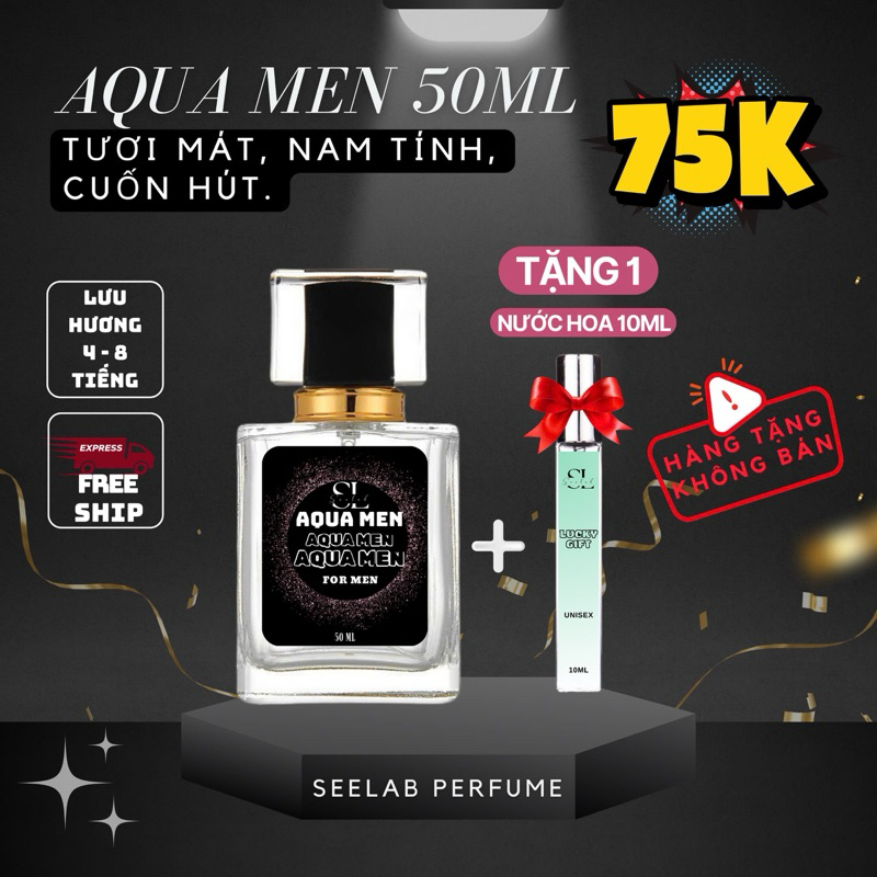 (50ml nam) Nước hoa nam Aqua Men 50ml - Tặng 1 nước hoa Unisex Độc Quyền - Seelab