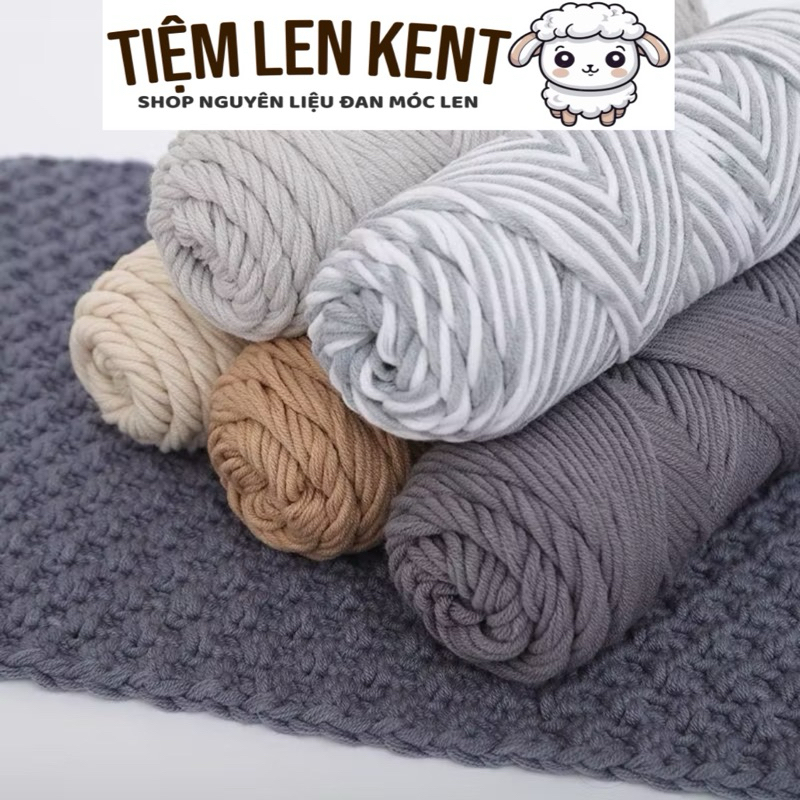 Len Cotton Love Trơn và Loang-Len Ống Cuộn 100gr