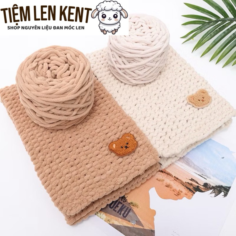 Len Nhung đũa -Len bông sữa 100gr 6mm