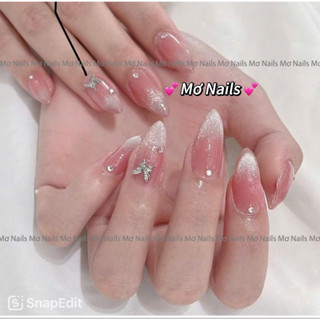 (Tặng hộp nail và keo MxBon) Nail Box thiết kế mắt mèo, gắn charm hồng siêu xinh M109