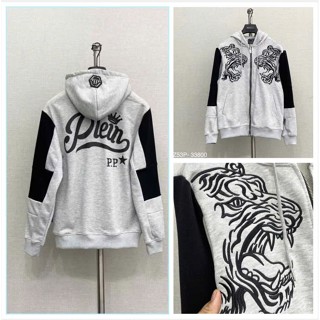 - Áo Khoác Hoodie Zip Nam Phi Líp Xám Thêu Hổ 2 Bên  Chất Nỉ Siêu Hót -