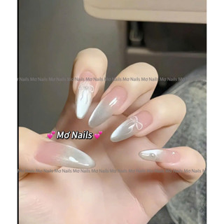 (Tặng hộp,keo MxBon) Nail Box mắt mèo ánh trăng, gắn charm, hồng, ombre trắng gạo đầu móng M112