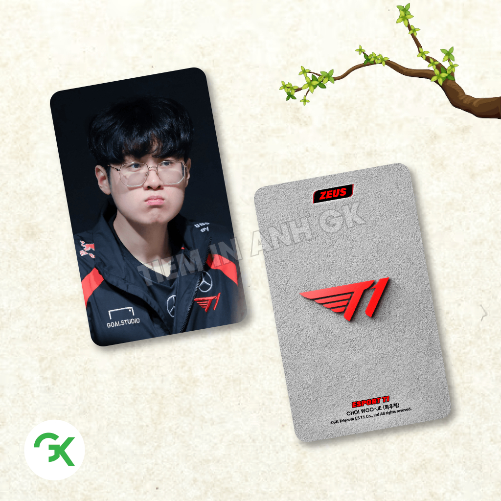 Photocard ZEUS (P1) - Esports T1 LOL - Liên Minh Huyền Thoại - Size 5.5x9cm