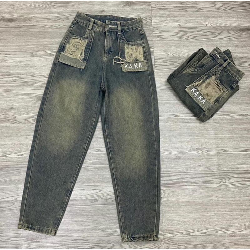  Quần Jeans Baggy Kaka Cạp Cao Hottrend 2024 kèm ảnh thật 