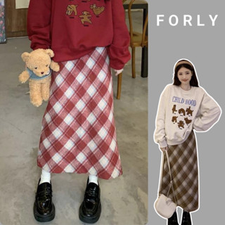 Chân váy dạ kẻ caro Forly cạp khóa xịn  Chân váy xẻ tà dáng dài T010