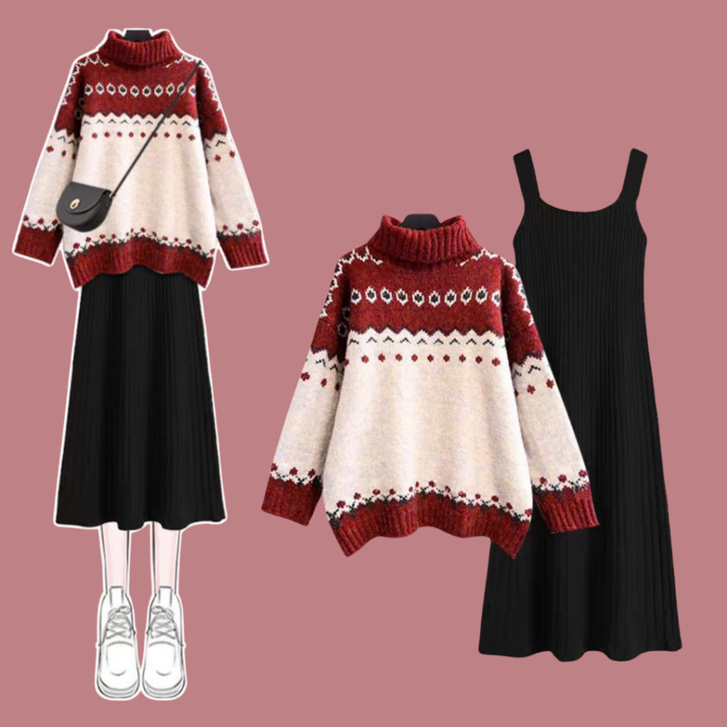 [Hàng Order] Set đồ Áo len Noel + đầm nữ