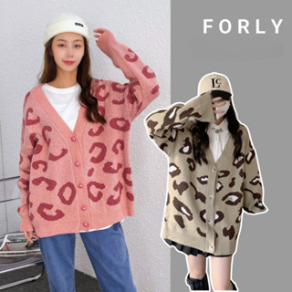 Áo khoác cardigan forly len họa tiết da báo áo khoác ngoài dáng rộng  FG110