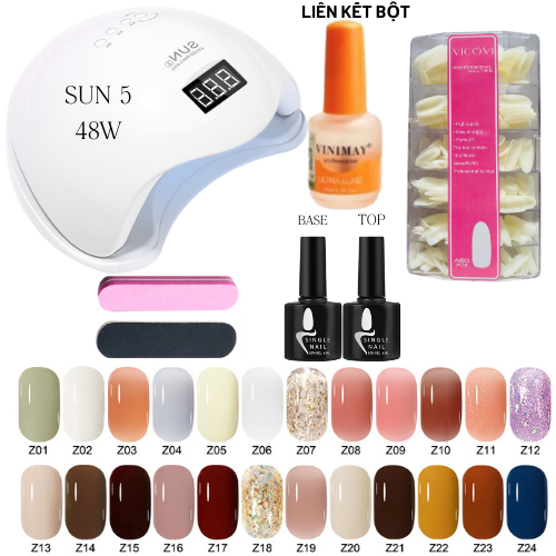 Bộ làm móng(sơn gel 24 chai +Máy Hơ Gel SUN 5+Dụng cụ làm móng+TOP&BASE&top lì sơn gel) bộ làm nail tại nhà