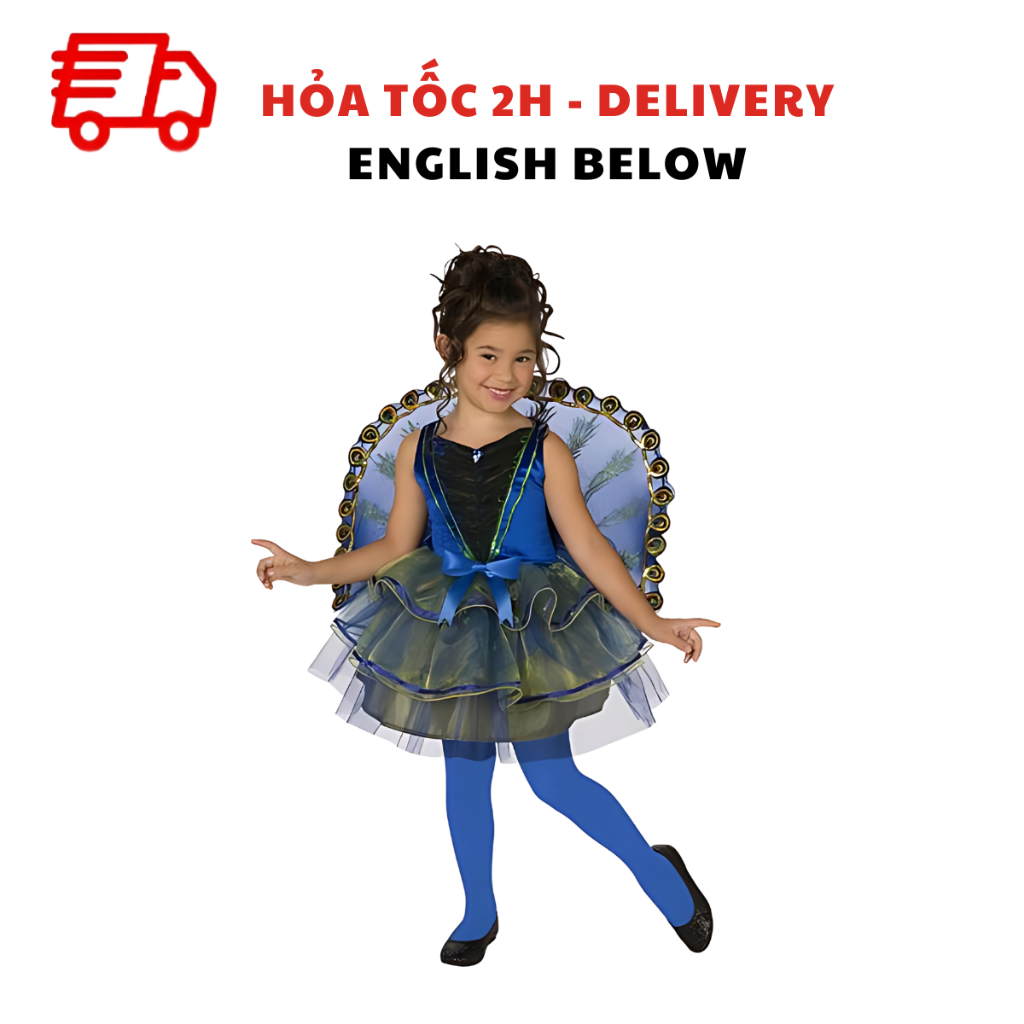Bộ Váy Hóa Trang Con Công Cho Bé Gái - Peacock Dress For Girls Halloween Costume, Animal Costumes Fo