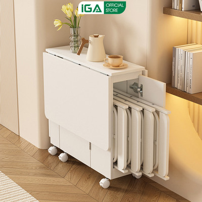 Bàn ăn thông minh 4 ghế gấp gọn tiết kiệm diện tích thương hiệu IGA - GP372
