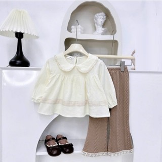 Bộ thu dông bé gái áo babydoll và quần len nâu bèo gấu 10-30kg(ảnh thật) XHN1614