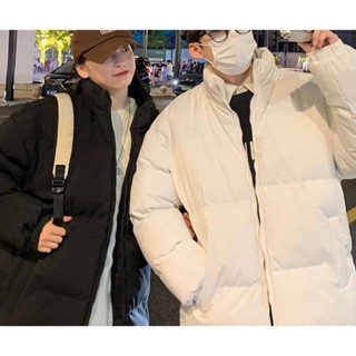 ÁO KHOÁC PHAO UNISEX CHẰN BÔNG 3 LỚP ẤM ÁP MÙA ĐÔNG 2 MÀU TRƠN BASIC FORM BOXY CỔ CAO HÀN QUỐC PHÙ HỢP THỜI TRANG