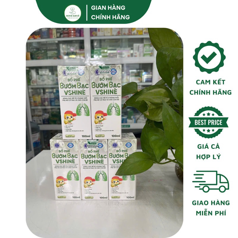 Siro Bổ Phế Bướm Bạc Vshine ( chính hãng ) chai 100ml_ Hỗ trợ giảm ho, long đờm, giảm đau rát họng d