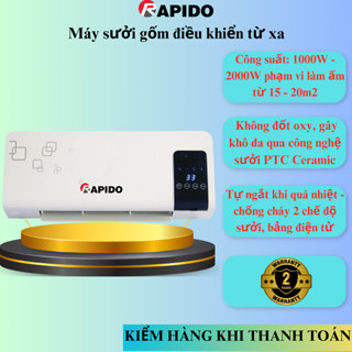 Máy Sưởi Gốm Rapido RCH2000-D, Sưởi Gốm Công Nghệ PTC Ceramic Cảm Biến Điện Tử Hiện Đại Sang Trọng