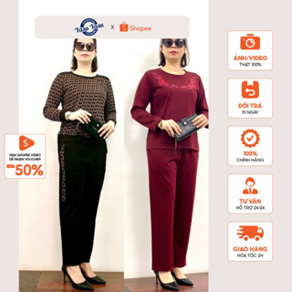 Đồ bộ nữ trung niên cotton da cá cao cấp loại 1 YASU Bộ trung niên người già mặc nhà thu đông dài tay làm quà tặng mẹ