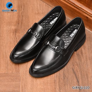 Giày công sở Loafer siêu nhẹ tăng chiều cao SmartMen SL-02 Đen