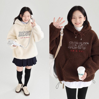  Áo Hoodie Dessuu chất liệu lông cừu dày ấm mùa thu đông cho nữ 