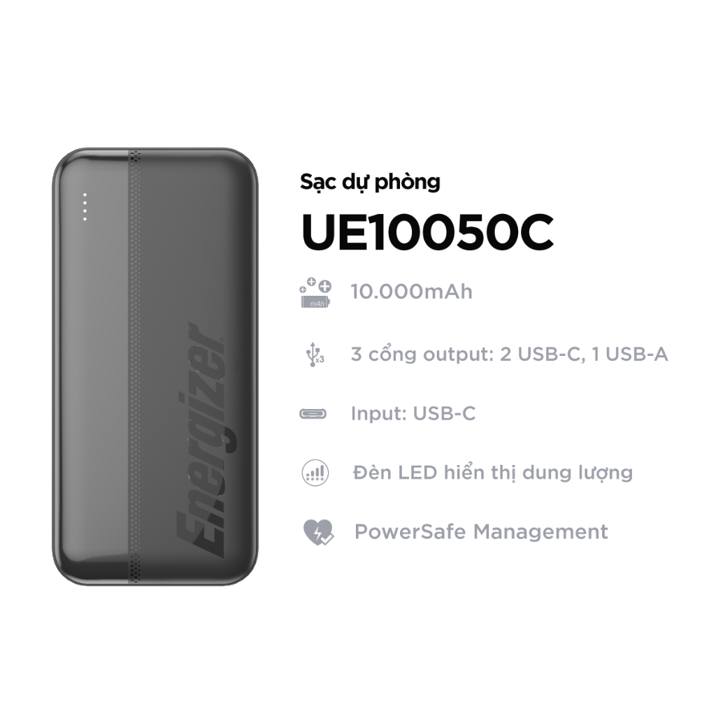 Sạc dự phòng Energizer 4,600mAh /3.6V Li-ion - UE4600PQBK