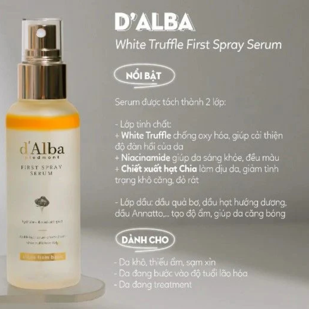 Serum Xịt Khoáng d'Alba First Spray Serum Chiết Xuất Nấm Trắng Căng Bóng Da 50ml/100ml