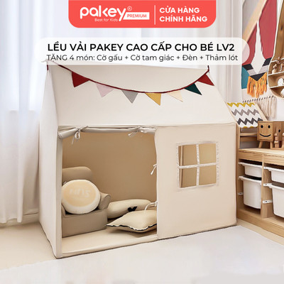 Nhà Lều Cho Bé PAKEY Cao Cấp Trong Nhà, Lều Lớn Vải Da Đào Mềm Mịn An Toàn Cho Trẻ