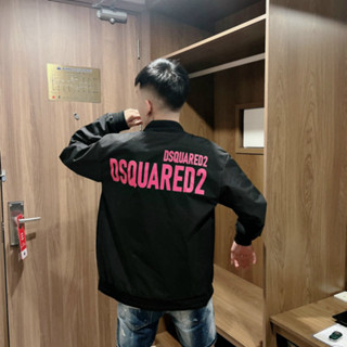 🔥Hot🔥Áo Khoác Bomber Chữ Hồng DSQ2 2 lớp chính hãng nam nữ cao cấp-Áo bomber DSQ siêu phẩm đông 2025