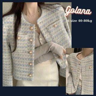 Áo Dạ Tweed Cổ tròn SEA COAT Siêu Sang chảnh, Áo Dạ Kẻ Xanh Vạt Vuông ( có bigsize) ( Có Sẵn -Giao Ngay)