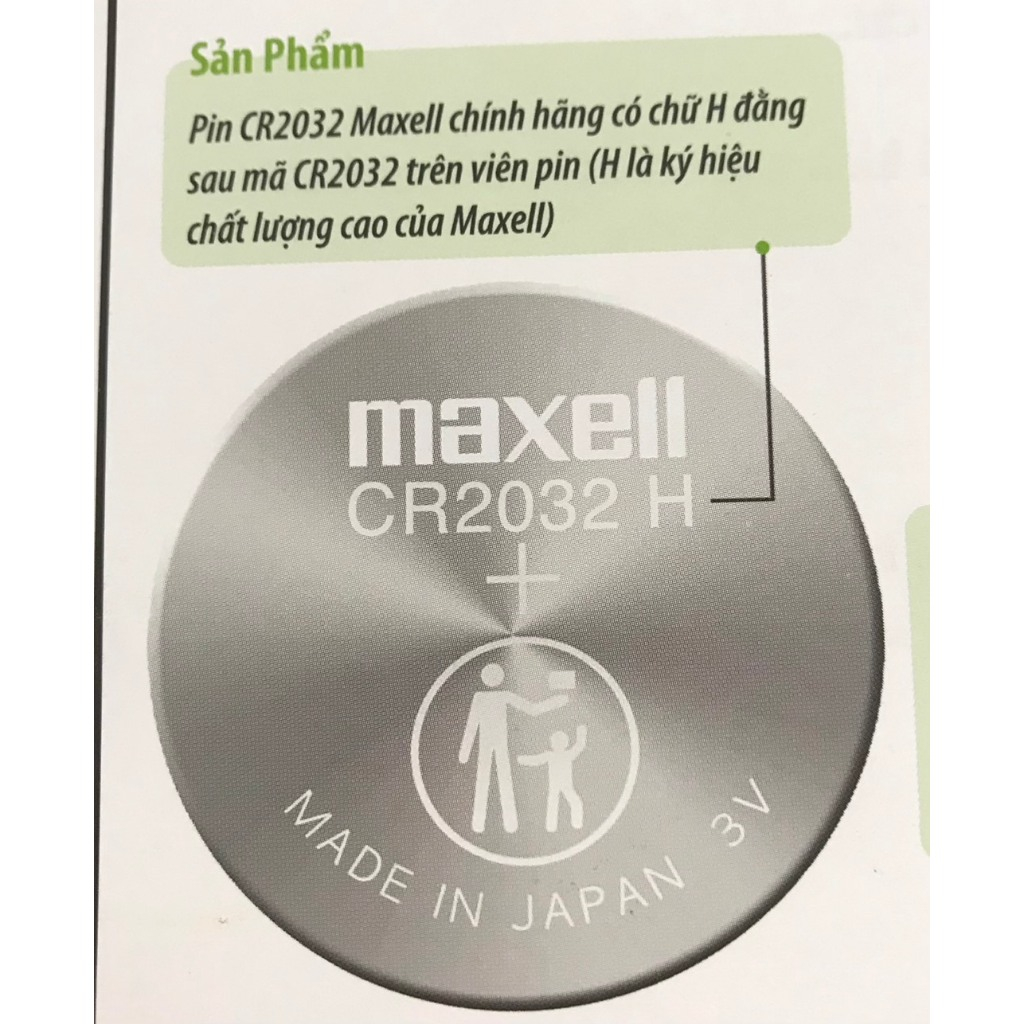 Pin cúc áo 3V Maxell mã CR2032H, 2032, CR2032 năng lượng cao (1 viên)