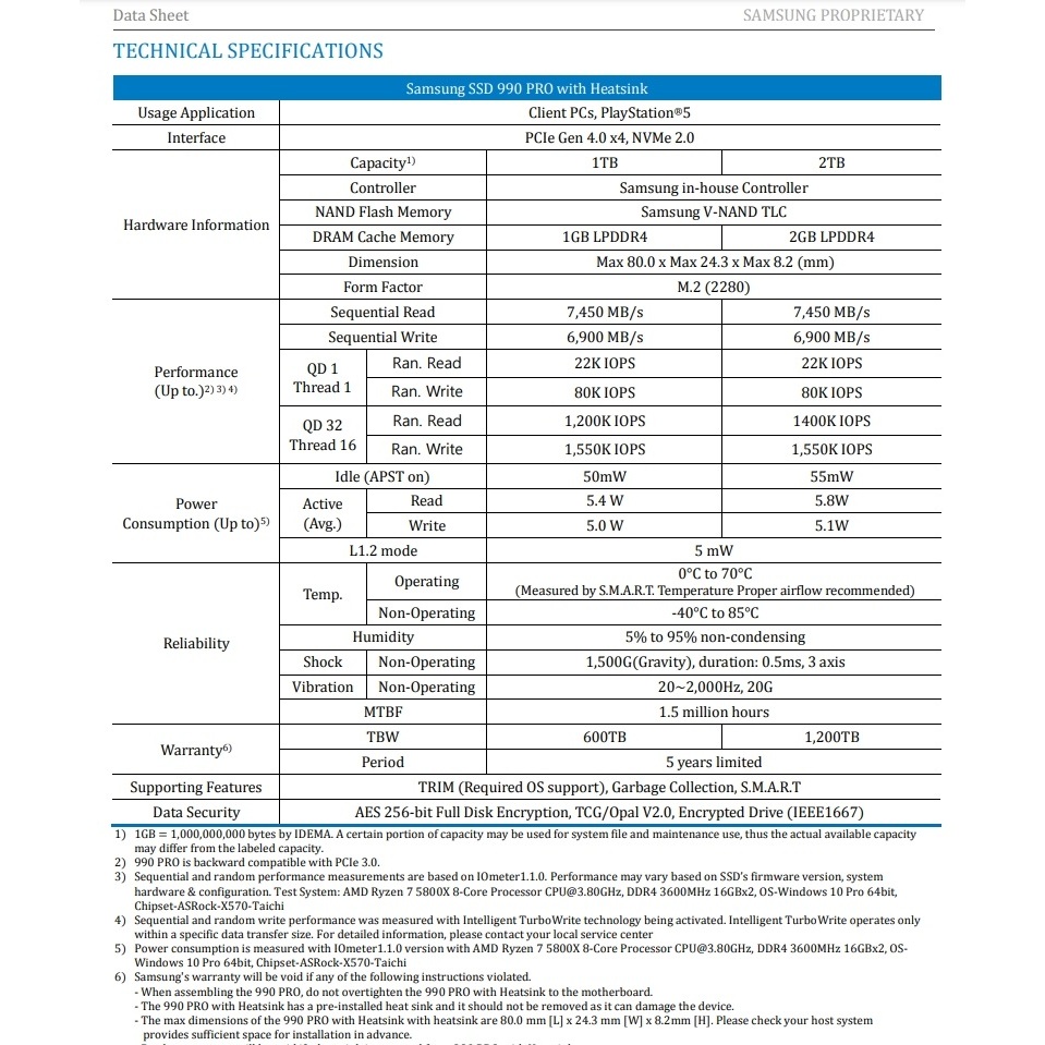 [LAGIHITECH_HN] Ổ Cứng SSD Samsung 990 Pro / 990 Pro Heatsink 1TB / 2TB M2 PCIe Gen 4.0 x 4 Bảo hành 5 năm | BigBuy360 - bigbuy360.vn