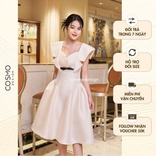 Váy đầm nữ thiết kế màu be dáng xòe nơ eo Ella Dress 11005