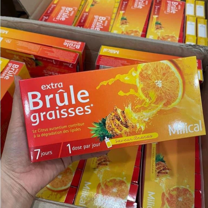 [Pháp] Detox Milical Extra Brule Graisses 7 ống giúp thanh lọc cơ thể (đốt mỡ, giảm cân) vị cam dứa siêu ngon