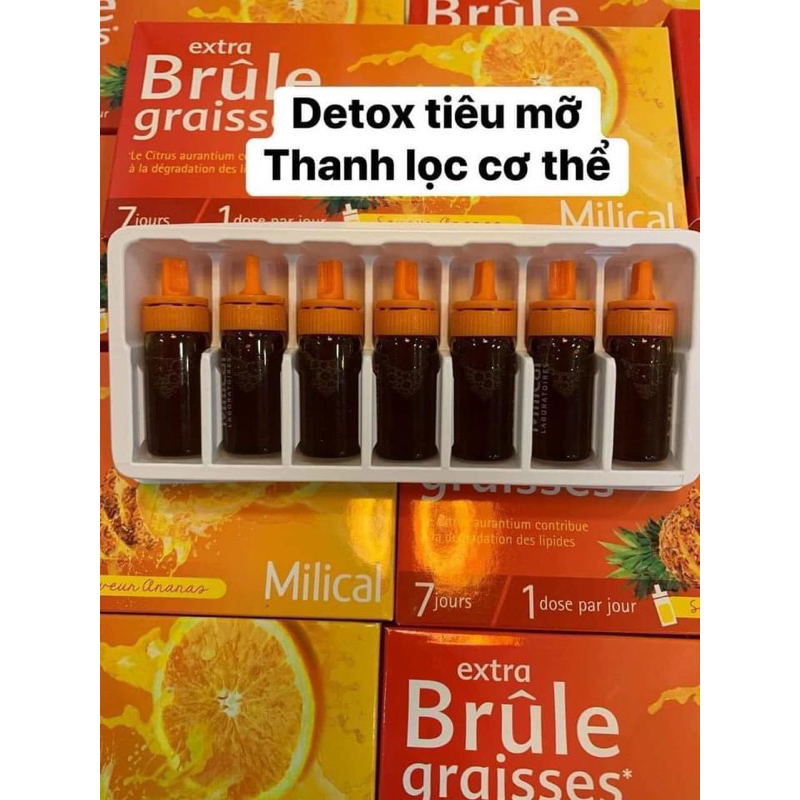 [Pháp] Detox Milical Extra Brule Graisses 7 ống giúp thanh lọc cơ thể (đốt mỡ, giảm cân) vị cam dứa siêu ngon