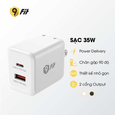 [QUÀ TẶNG] Cốc sạc nhanh 9FIT 35W 1A + 1C công nghệ GaN