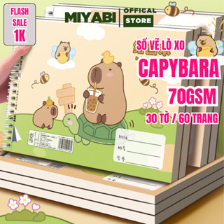 Sổ vẽ màu nước a4 lò xo CAPYBARA  28 tờ / 56 trang - sổ vẽ màu nước sketch book cho bé học tập