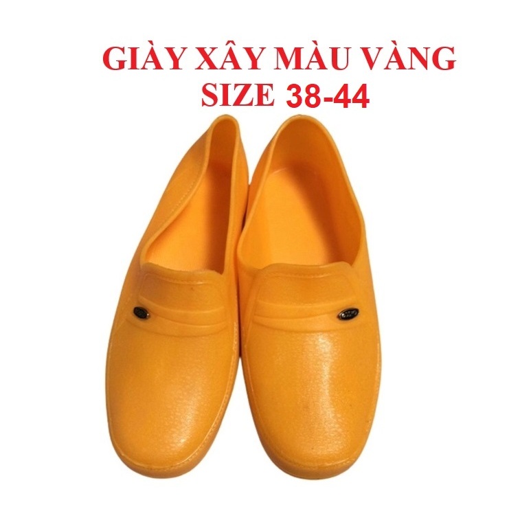 Giày nhựa lao động màu vàng, giày xây dựng Hoa San size 38-44 mềm dẻo độ bền cao