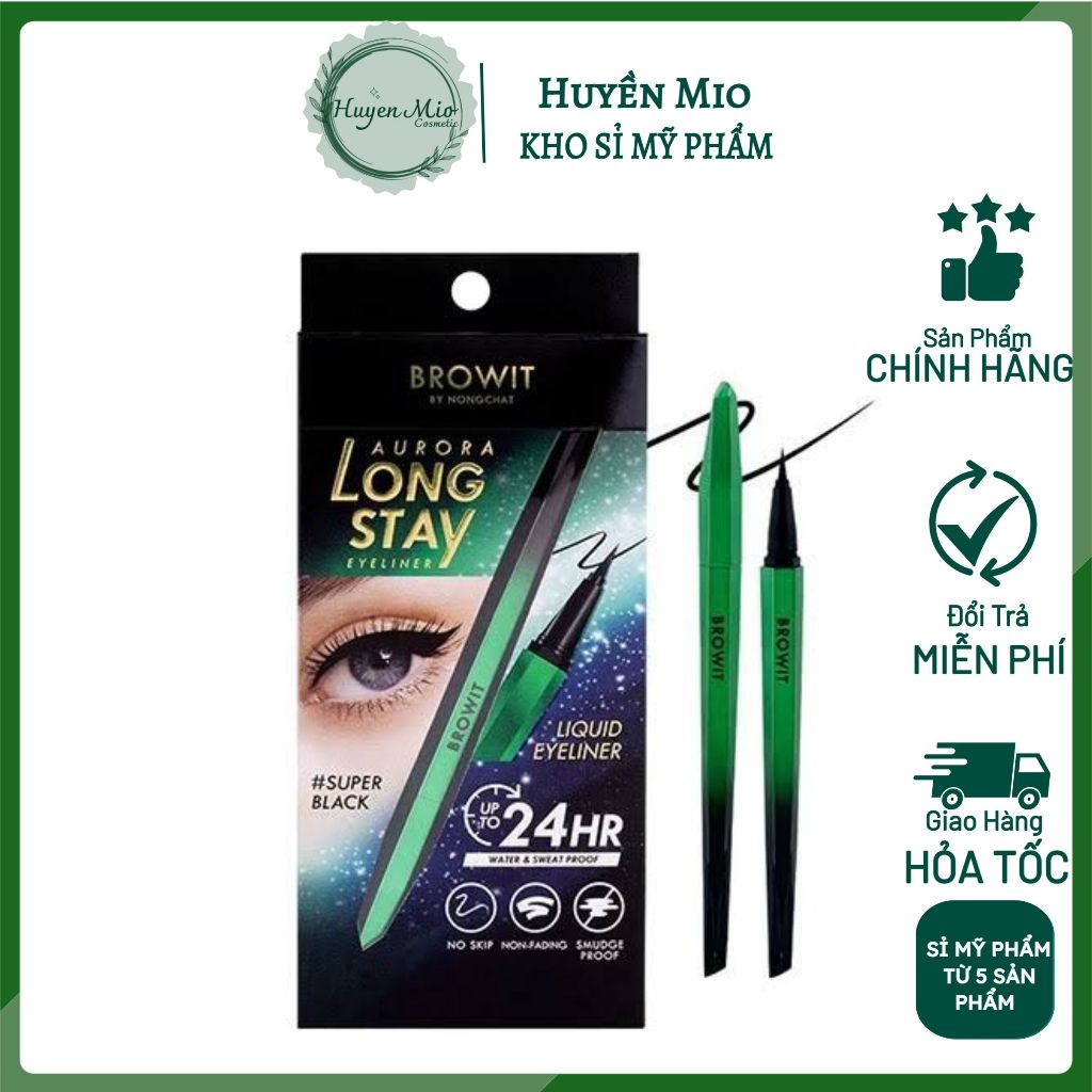 Bút Kẻ Mắt Nước Chống Trôi Cao Cấp Browit Ultra Fine Eyeliner 0,01 Mm #Brown #Black 0,5Gr - Huyenmio