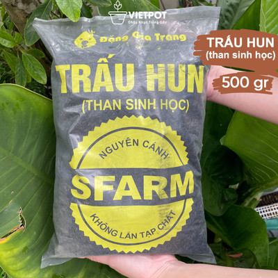 Trấu Hun Vietpot, Sfarm, 5lít, 500gr, dạng xốp không lẫn tạp chất sạch mầm bệnh, cung cấp dinh dưỡng