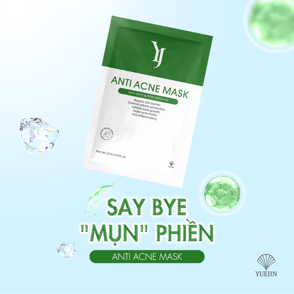 Mặt nạ giảm mụn Yuejin Anti Acne Mask hiệu quả dành cho da dầu mụn (1 miếng lẻ) 25ml