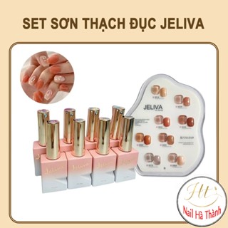 Set sơn gel  thạch đục 8 màu Jeliva (7 thạch đục+ 1 nhũ hồng) tặng kèm bảng màu