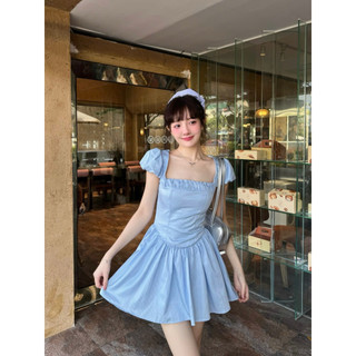  Váy cổ vuông cúp ngực xếp ly tay bồng chiết eo dáng ngắn dễ thương | VERUS DRESS | SECODEE 