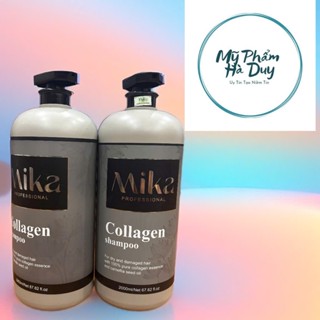  Cặp Dầu Gội Xả Collagen MIKA phục hồi hư tổn cho da đầu dầu bết ngăn gàu dầu gội collagen ngăn rụng tóc 