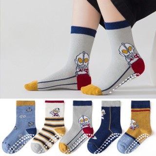 Set 5 Đôi Tất Vớ Chống Trơn Trượt bé trai bé gái cho bé từ 1-12 tuổi in hình siêu nhân TE1