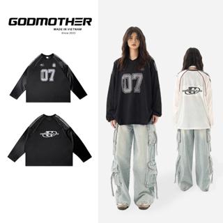Áo Thun Thể Thao Dài Tay Số 7 GODMOTHER Vải Thun Thể Thao Tay Bóng Nam Nữ Form Rộng Cổ Điển Phong Cách Mỹ Hip-Hop 2024