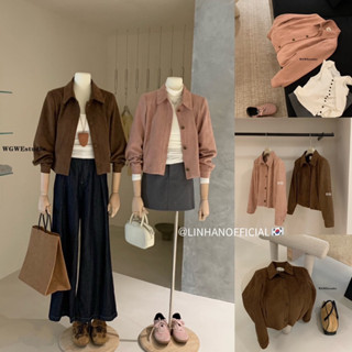 /Linhanofficial/ ÁO KHOÁC DA LỘN CỔ BẺ WG WE 2495🇰🇷