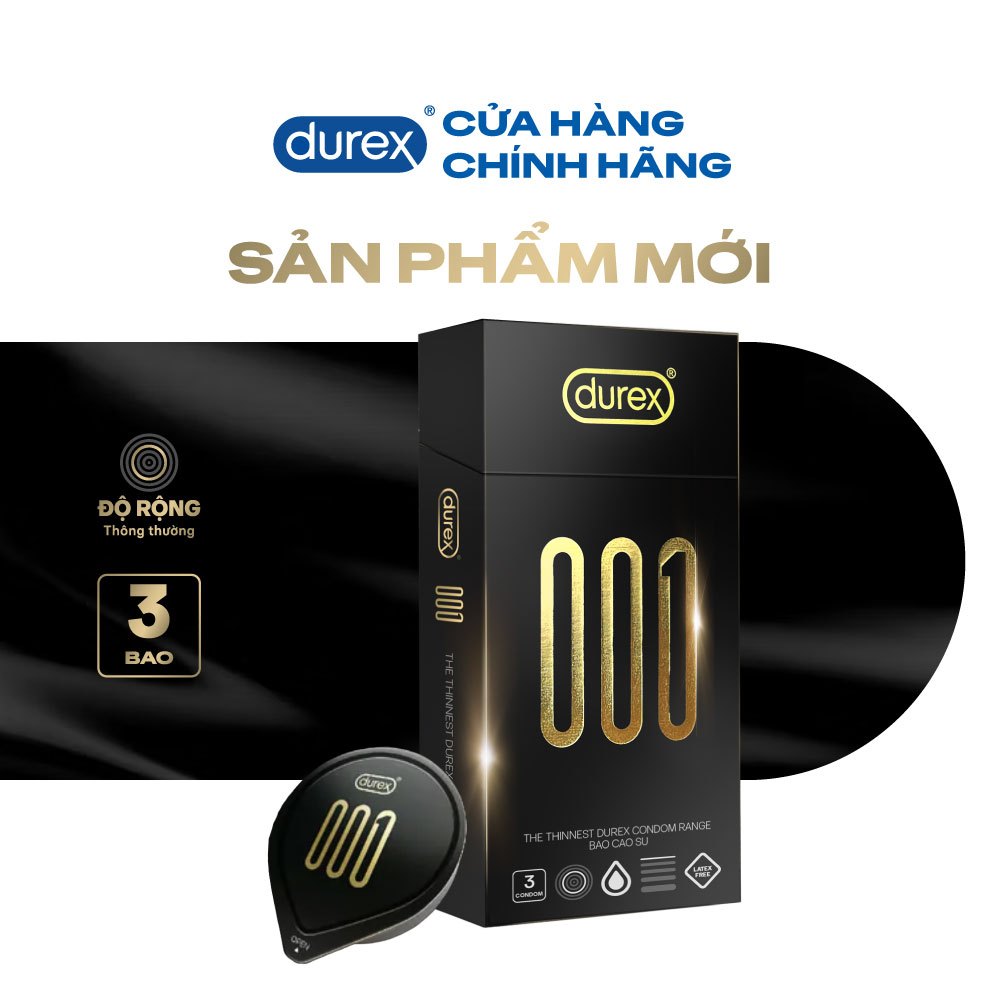 Bao Cao Su Durex 001 Siêu Mỏng, Hộp 3 Bao, Mới Ra Mắt | BigBuy360 - bigbuy360.vn